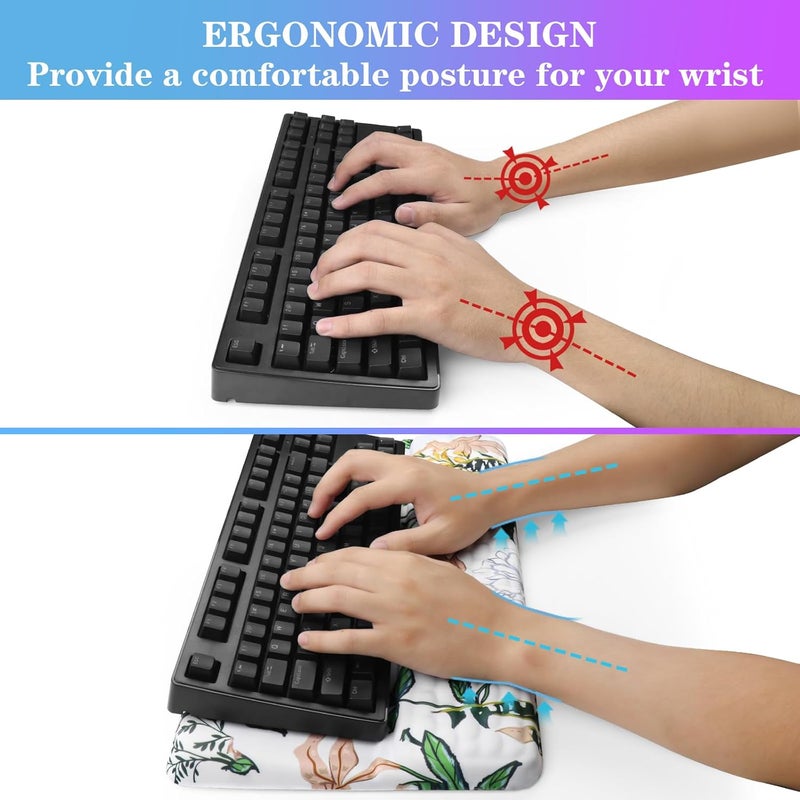 KEPUTAIER Computer Keyboard Stand with Wrist Rest, Ergonomic Tilted Keyboard Holder - Keyboard Riser with Wrist Pad - Keyboard Tray Support for Office Home - Wild Grass - Image 3